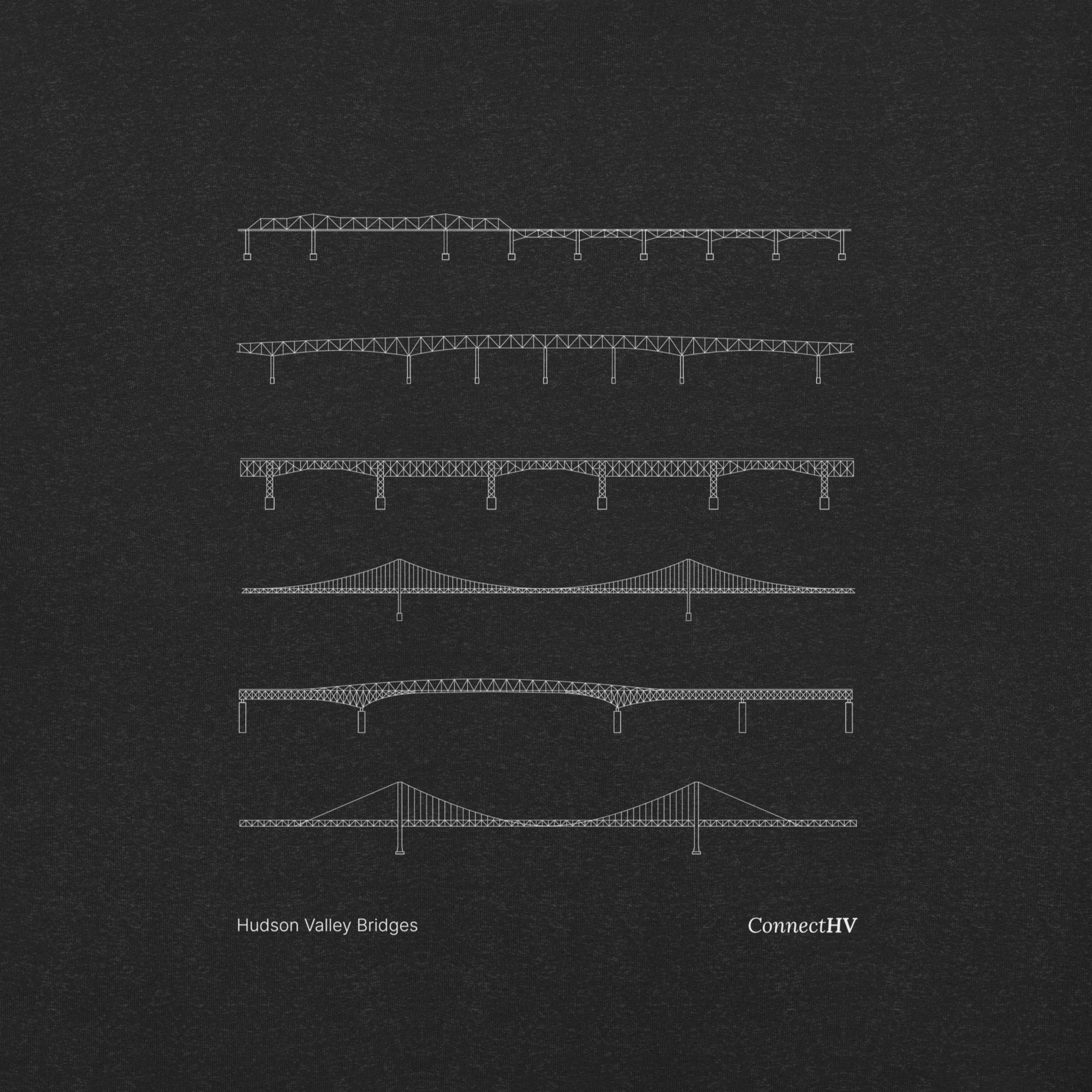 Hudson Valley Bridges | Midnight Unisex Tee